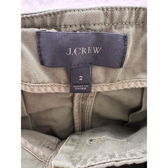 J Crew Chino Trench Flare Skirt Size 2 Green 100% Cotton Button Front Cargo - Picture 4 of 5